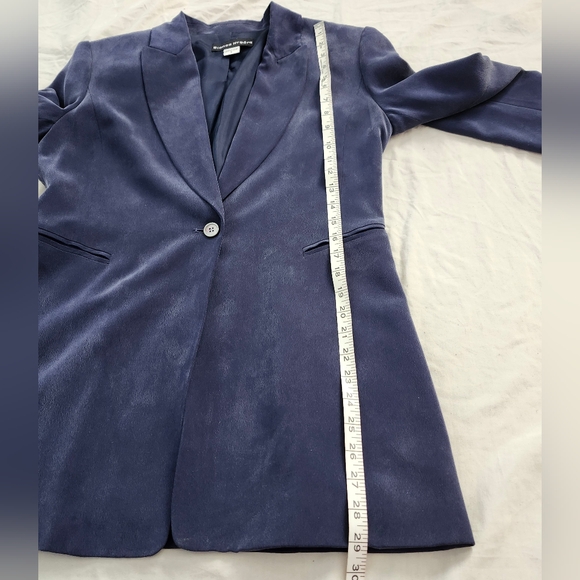 Vintage Bianca Nygard 100% Silk One-Button Navy Blue Blazer, Size 8 - Picture 10 of 11